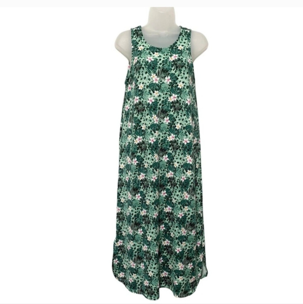 Cynthia Rowley Women's Green Floral Midi Sleveless Summer Botanical Party Dress